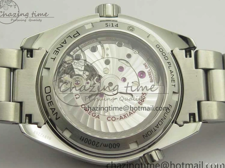 0312 Chic Planet Ocean 600M Co-Axial GMT 43.5mm VSF 1:1 Best Edition Black Dial Silver Markers on SS Bracelet A8605 Super Clone 8025